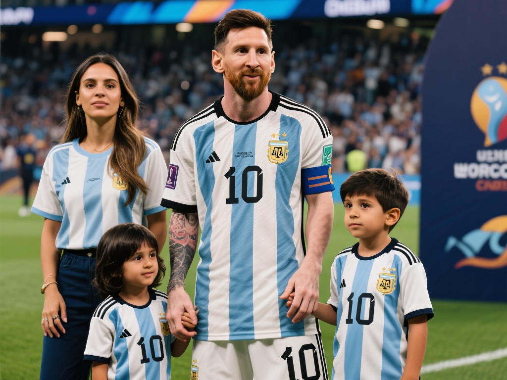 安东内拉携孩子助阵世俱杯，身穿10号球衣观战梅西